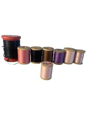 Vintage Sewing Thread Wood Spool Set of 8
